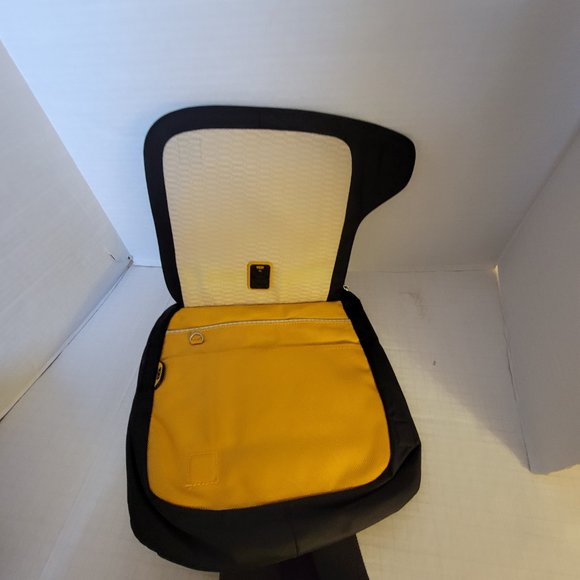 Tumi Tech Black Yellow Gold McKenna Flap Body Bag Crossbody Adjustable Strap - Picture 11 of 16